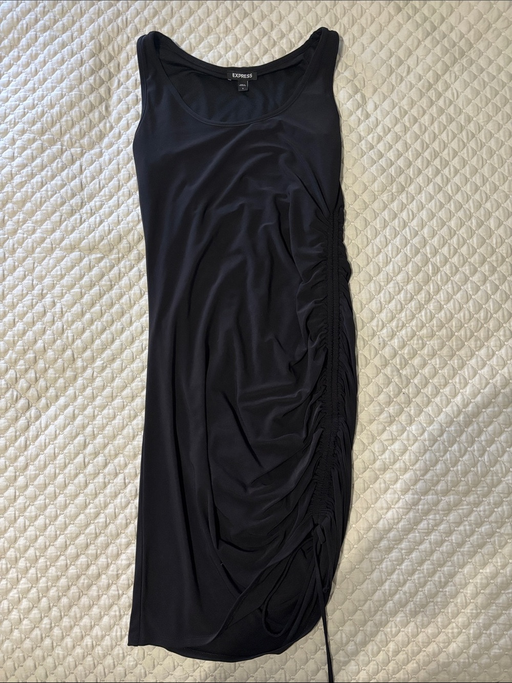 Express Black Ruched Side Midi Skirt